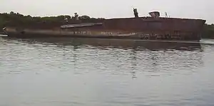 Wreck of Santiago, in the ships graveyard in the North Arm, a waterway between the Port River and Barker Inlet, Port Adelaide, South Australia. Originally surveyed by the SUHR in 1978.