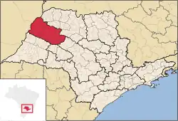 Location of the Mesoregion of Araçatuba