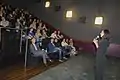 Director Sarah Scherer presenting her film "Golden Shot" at the VIFF 2017