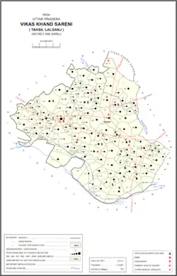 Map showing Lakhai Khera (#635) in Sareni CD block