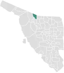 Location of the municipality in Sonora.