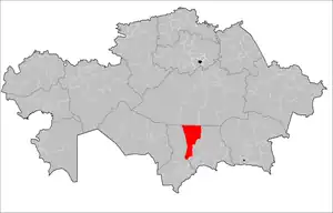 Location of Sarysu District in Kazakhstan