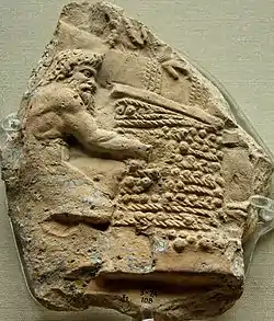 Image 33Satyr working at a wine press of wicker-work mats (1st century AD relief). (from History of wine)