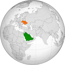 Map indicating locations of Saudi Arabia and Ukraine