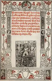 Front page of Christiern Pedersen's Saxo version, Paris 1514