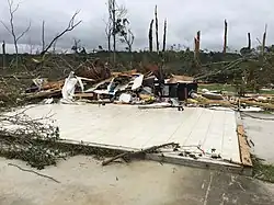 A home that was destroyed by a tornado north of Sandy Hook on April 19, 2020