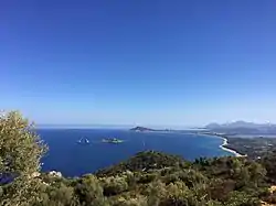 The Gulf of Arbatax seen from the mountains of the territory of Baunei, which is the first part of the Selvaggio Blu.