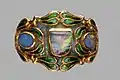 scarf ring in enamel and gold