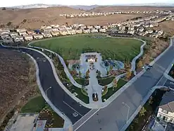 Aerial view of Schaefer Ranch Park in Dublin, CA