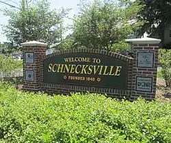 Welcome sign in Schnecksville in June 2013