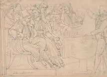 King Otto (?) before Greek ambassadors (pencil drawing, c. 1836-41)