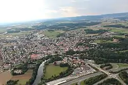 Aerial view of the town