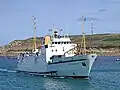 Scillonian III approaching St Mary's harbour