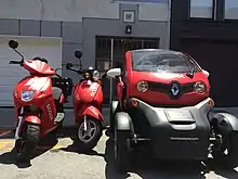 Scoot Networks Cargo scooter, Classic scooter, and Quad electric car.