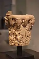 Relief fragment with heads and figures; 5th century BC – 5th century AD; length: 50 cm (19.6 in.), height: 54 cm (21.2 in.), width: 50 cm (19.6 in.); terracotta; Musée du quai Branly. As most African art styles, the Nok style focuses mainly on people, rarely on animals. All of the Nok statues are very stylized and similar in that they have this triangular shape eye with a perforated pupil, with arched eyebrows.