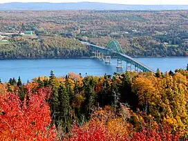 The Seal Island Bridge, viewed from the Bras d'Or look off on Kelly's Mountain