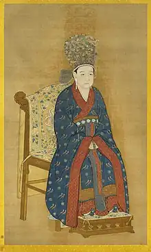 Song dynasty empress wearing diyi with a bixi.