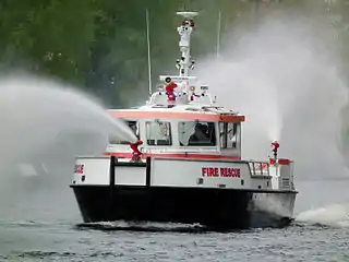 A fireboat in Seattle, Washington