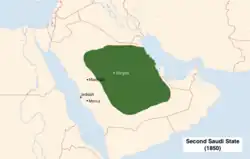 Borders of the Emirate of Nejd by 1850