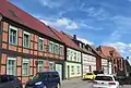 Half-timbered houses in Beusterstraße with Salt Church