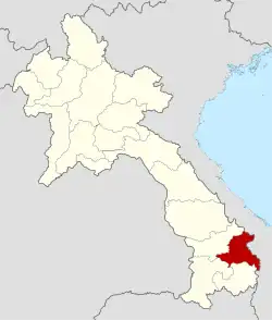 Map showing Sekong of Attapeu province in Laos