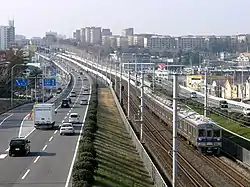 Semboku Rapid Railway running through Senboku New Town