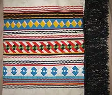 Seminole patchwork fringed dance shawl, Big Cypress Indian Reservation, Florida, 1980s