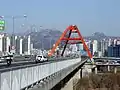 Seogang Bridge and Bukhansan from Bamseom