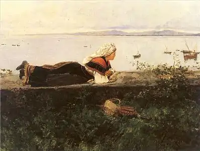 Galician woman by Serafín Avendaño, 1891. She's wearing a dengue