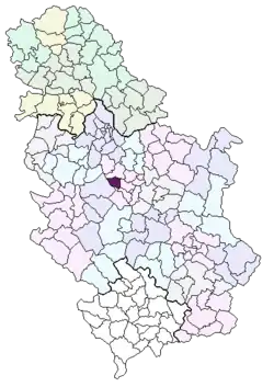 Location of the municipality of Stragari within Serbia