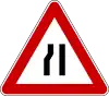 Road narrows on left side