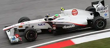 Sergio Pérez driving for Sauber at Sepang, 2011.