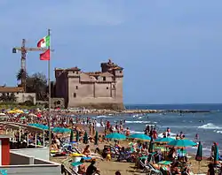 A beach in Santa Severa (frazione of Santa Marinella) and the Severa castle in the background