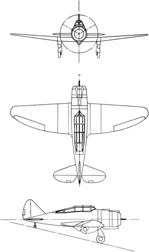 3-view drawing of the Seversky A8V