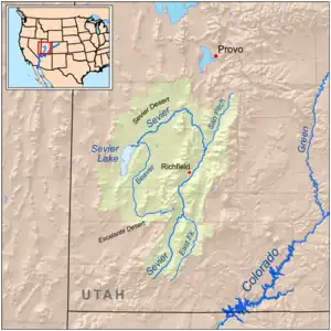 Sevier River watershed, (11,574 sq mi (29,980 km2))