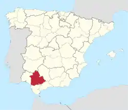 Map of Spain with Seville Province highlighted