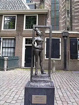 The statue "Belle", the plaque reads: "Respect sex workers all over the world."