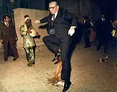 Mohammad Reza Pahlavi, the last Shah of Iran, jumping over the fire in Piranshahr, Kurdistan province.