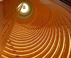 Looking up inside the 32-story atrium of the Shanghai Grand Hyatt, part of the Jin Mao Building