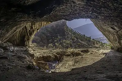 Inside the Shanidar Cave, where the remains of eight adults and two infant Neanderthals, dating from around 65,000–35,000 years ago were found, northern Iraq.