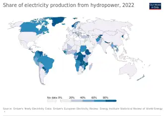 Image 31Share of electricity production from hydropower, 2022 (from Hydroelectricity)