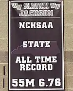 A marron banner displaying Jackson's 55m all-time state record