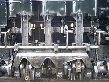 Engine of Shay locomotive built by Lima Locomotive Works (s/n 3320 of 1928). Locomotive is still in operation in Cass Scenic Railroad State Park as Cass Scenic No. 2