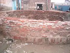 The vertical opening of the well made by Sher Shah Suri (Brick work is now getting damaged.)