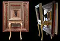 "Daguerreotype", 38   x  25 1/2  x  17 1/2  inches, Found objects including  frames, table, book, camera, chain, insect, 2000