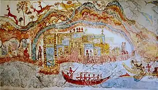 Fresco from the Bronze Age at Akrotiri, Santorini