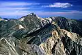 Mt. Shirouma and Mt. Korenge in autumn, seen from Mt. Shiroumayari