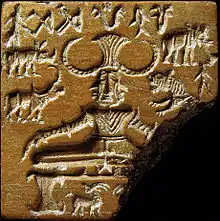 Proto-Shiva Stamp Seal; c. 2400-1900 BC; steatite; height: 3.6 cm; National Museum (New Delhi)