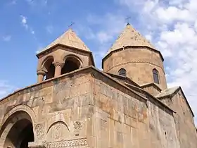 The drum, dome, and belfry of the church.