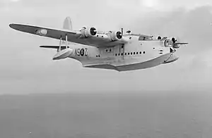 A flying boat in flight